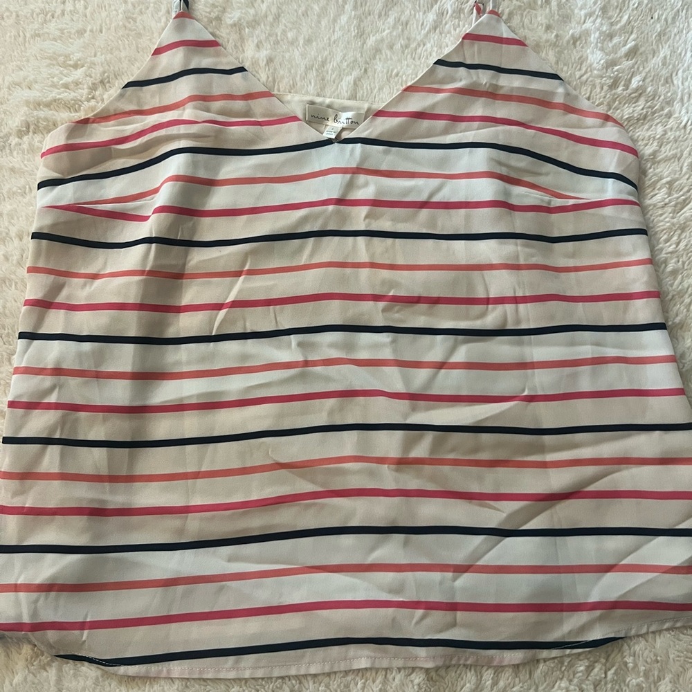 NWT Ladies Nine Britton Pink and Navy Striped Camisole, Size Large